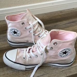 Pink velour Converse high tops!